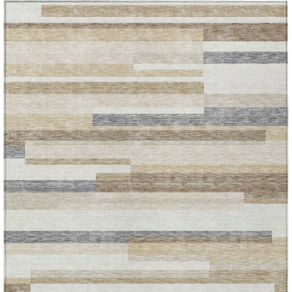 HomeRoots 5' Striped Washable Area Rug - Timeless Ivory, Beige & Taupe Design for Indoor & Outdoor Spaces 10' X 14' 613289