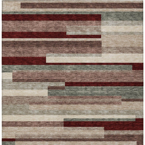 Homeroots 3' Striped Washable Area Rug For Indoor And Outdoor Spaces - Durable, Stylish, And Easy To Maintain Merlot Polyester 613297