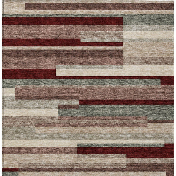 Homeroots 3' Striped Washable Area Rug For Indoor And Outdoor Spaces - Durable, Stylish, And Easy To Maintain Merlot Polyester 613297