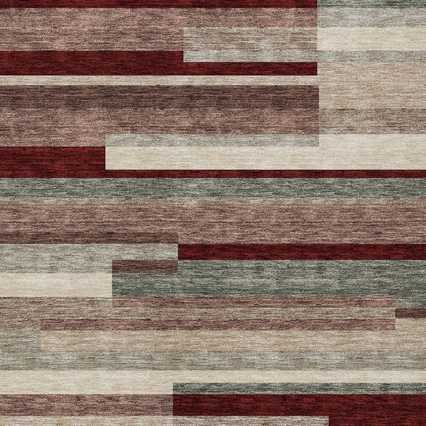 Homeroots 3' Striped Washable Area Rug For Indoor And Outdoor Spaces - Durable, Stylish, And Easy To Maintain Merlot Polyester 613299