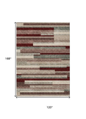 Homeroots 3' Striped Washable Area Rug For Indoor And Outdoor Spaces - Durable, Stylish, And Easy To Maintain Merlot Polyester 613301