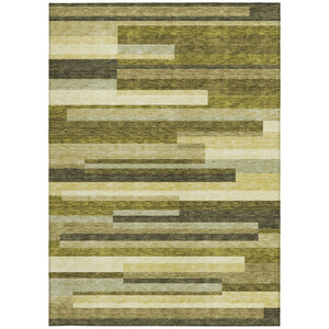 Homeroots 3' Striped Washable Area Rug For Indoor And Outdoor Spaces - Durable, Stylish, And Easy To Maintain Olive Green Polyester 613303