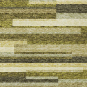 Homeroots 3' Striped Washable Area Rug For Indoor And Outdoor Spaces - Durable, Stylish, And Easy To Maintain Olive Green Polyester 613303