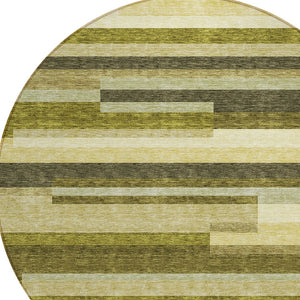 Homeroots 3' Striped Washable Area Rug For Indoor And Outdoor Spaces - Durable, Stylish, And Easy To Maintain Olive Green Polyester 613304