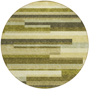 Homeroots 3' Striped Washable Area Rug For Indoor And Outdoor Spaces - Durable, Stylish, And Easy To Maintain Olive Green Polyester 613304