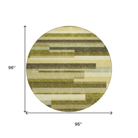Homeroots 3' Striped Washable Area Rug For Indoor And Outdoor Spaces - Durable, Stylish, And Easy To Maintain Olive Green Polyester 613304
