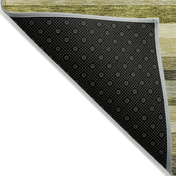 HomeRoots 5' Stylish Olive Green and Beige Striped Washable Area Rug for Indoor and Outdoor Living Spaces 8' X 10' 613305