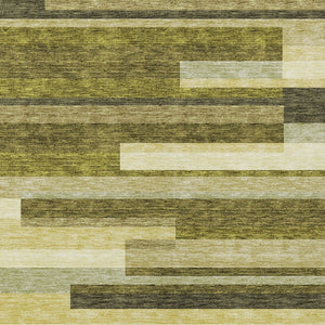 HomeRoots 5' Stylish Olive Green and Beige Striped Washable Area Rug for Indoor and Outdoor Living Spaces 8' X 10' 613305