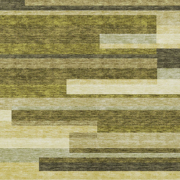 HomeRoots 5' Stylish Olive Green and Beige Striped Washable Area Rug for Indoor and Outdoor Living Spaces 8' X 10' 613305