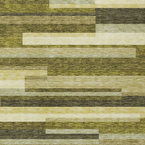 Homeroots 3' Striped Washable Area Rug For Indoor And Outdoor Spaces - Durable, Stylish, And Easy To Maintain Olive Green Polyester 613306