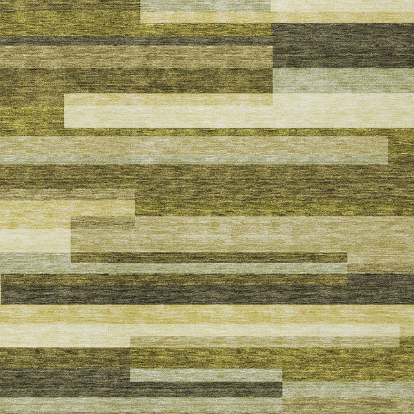 Homeroots 3' Striped Washable Area Rug For Indoor And Outdoor Spaces - Durable, Stylish, And Easy To Maintain Olive Green Polyester 613306