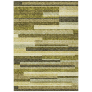 HomeRoots 5' Stylish Olive Green and Beige Striped Washable Area Rug for Indoor and Outdoor Living Spaces 10' X 14' 613307
