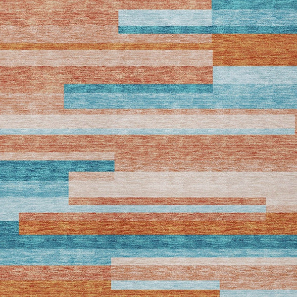 HomeRoots 5' Vibrant Stripe Area Rug - Washable Indoor Outdoor Design for High-Traffic Spaces & Easy Care 5' X 8' 613309