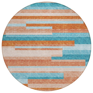 HomeRoots 5' Vibrant Stripe Area Rug - Washable Indoor Outdoor Design for High-Traffic Spaces & Easy Care 8' Round 613310