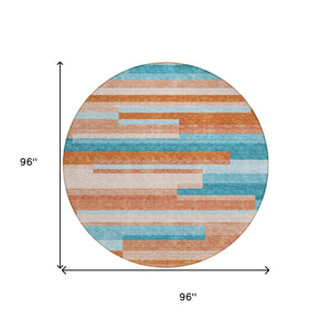 HomeRoots 5' Vibrant Stripe Area Rug - Washable Indoor Outdoor Design for High-Traffic Spaces & Easy Care 8' Round 613310