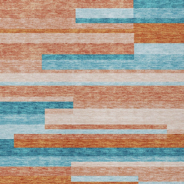 Homeroots 3' Striped Washable Area Rug For Indoor And Outdoor Spaces - Durable, Stylish, And Easy To Maintain Orange Polyester 613311