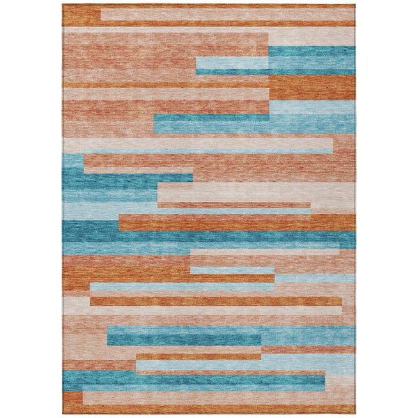 Homeroots 3' Striped Washable Area Rug For Indoor And Outdoor Spaces - Durable, Stylish, And Easy To Maintain Orange Polyester 613312