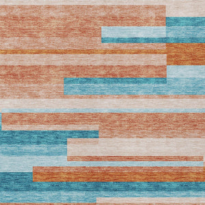 Homeroots 3' Striped Washable Area Rug For Indoor And Outdoor Spaces - Durable, Stylish, And Easy To Maintain Orange Polyester 613312