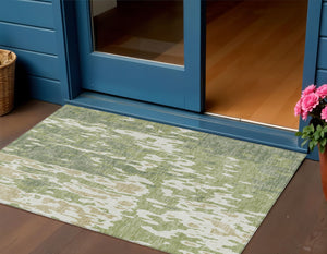 Homeroots 3' X 5' Elegant Abstract Washable Area Rug For Indoor And Outdoor Spaces - Durable & Stylish Design Sage Polyester 613314