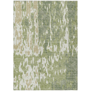 HomeRoots 5' Sage and Ivory Abstract Area Rug - Durable, Washable Design for Indoor and Outdoor Elegance 5' X 8' 613315
