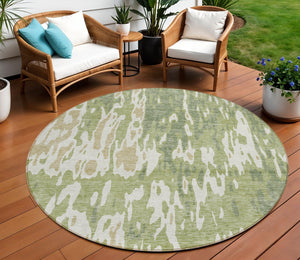 Homeroots 3' X 5' Elegant Abstract Washable Area Rug For Indoor And Outdoor Spaces - Durable & Stylish Design Sage Polyester 613316