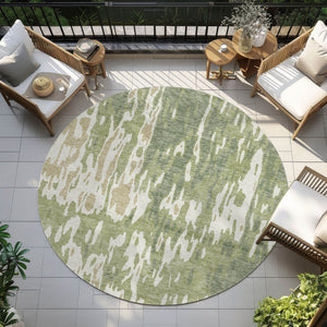 Homeroots 3' X 5' Elegant Abstract Washable Area Rug For Indoor And Outdoor Spaces - Durable & Stylish Design Sage Polyester 613316