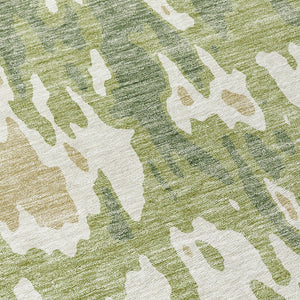 Homeroots 3' X 5' Elegant Abstract Washable Area Rug For Indoor And Outdoor Spaces - Durable & Stylish Design Sage Polyester 613316