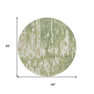 Homeroots 3' X 5' Elegant Abstract Washable Area Rug For Indoor And Outdoor Spaces - Durable & Stylish Design Sage Polyester 613316