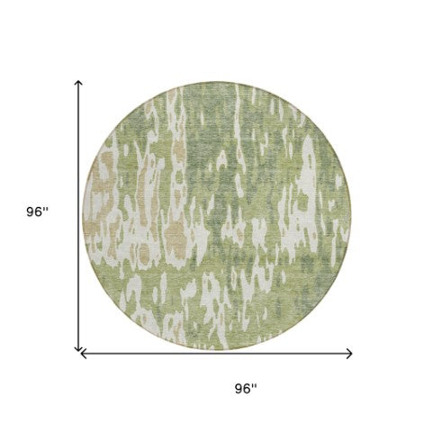 Homeroots 3' X 5' Elegant Abstract Washable Area Rug For Indoor And Outdoor Spaces - Durable & Stylish Design Sage Polyester 613316