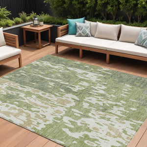 Homeroots 3' X 5' Elegant Abstract Washable Area Rug For Indoor And Outdoor Spaces - Durable & Stylish Design Sage Polyester 613317