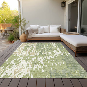 Homeroots 3' X 5' Elegant Abstract Washable Area Rug For Indoor And Outdoor Spaces - Durable & Stylish Design Sage Polyester 613317