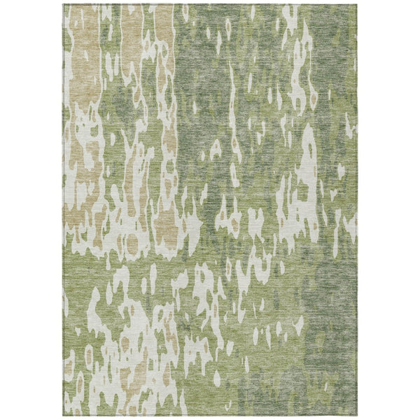 HomeRoots 5' Sage and Ivory Abstract Area Rug - Durable, Washable Design for Indoor and Outdoor Elegance 8' X 10' 613317