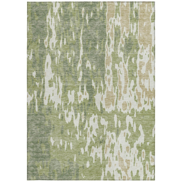 Homeroots 3' X 5' Elegant Abstract Washable Area Rug For Indoor And Outdoor Spaces - Durable & Stylish Design Sage Polyester 613318