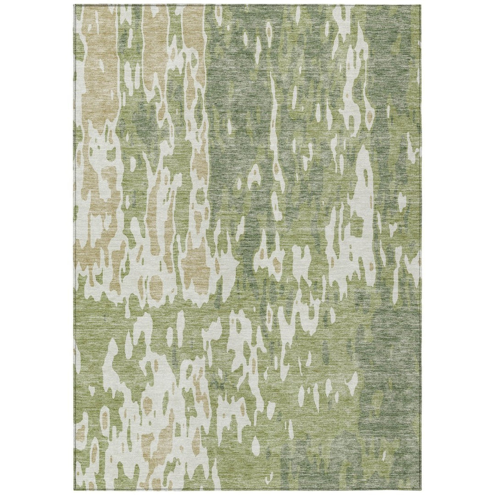 HomeRoots 5' Sage and Ivory Abstract Area Rug - Durable, Washable Design for Indoor and Outdoor Elegance 9' X 12' 613318