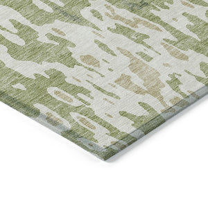 Homeroots 3' X 5' Elegant Abstract Washable Area Rug For Indoor And Outdoor Spaces - Durable & Stylish Design Sage Polyester 613318