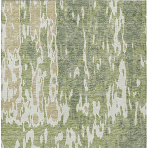 Homeroots 3' X 5' Elegant Abstract Washable Area Rug For Indoor And Outdoor Spaces - Durable & Stylish Design Sage Polyester 613318
