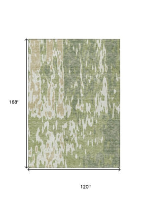 Homeroots 3' X 5' Elegant Abstract Washable Area Rug For Indoor And Outdoor Spaces - Durable & Stylish Design Sage Polyester 613319
