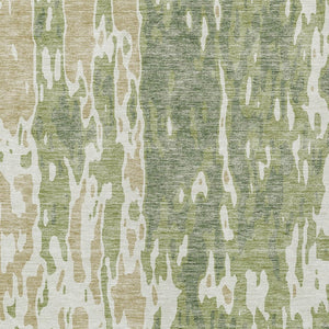 Homeroots 3' X 5' Elegant Abstract Washable Area Rug For Indoor And Outdoor Spaces - Durable & Stylish Design Sage Polyester 613319