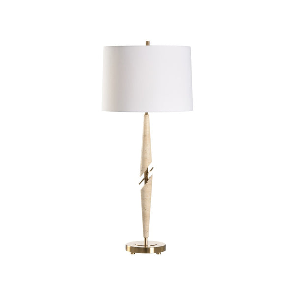 Wildwood Harwich Travertine Lamp With Coffee Bronze Accents — Sculptural Tall Buffet Lamp For Ambient Glow 61332