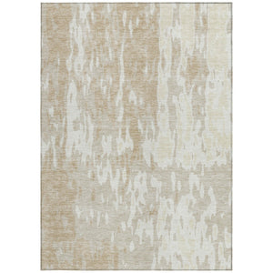 Homeroots 3' X 5' Elegant Abstract Washable Area Rug For Indoor And Outdoor Spaces - Durable & Stylish Design Beige Polyester 613320