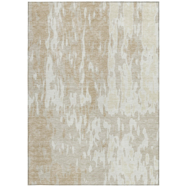 Homeroots 3' X 5' Elegant Abstract Washable Area Rug For Indoor And Outdoor Spaces - Durable & Stylish Design Beige Polyester 613320
