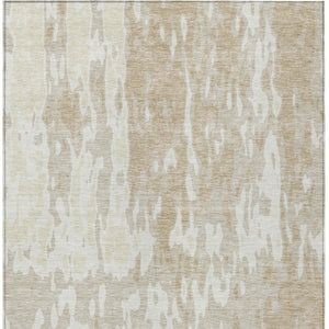 Homeroots 3' X 5' Elegant Abstract Washable Area Rug For Indoor And Outdoor Spaces - Durable & Stylish Design Beige Polyester 613320