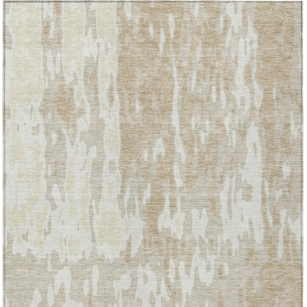 Homeroots 3' X 5' Elegant Abstract Washable Area Rug For Indoor And Outdoor Spaces - Durable & Stylish Design Beige Polyester 613320