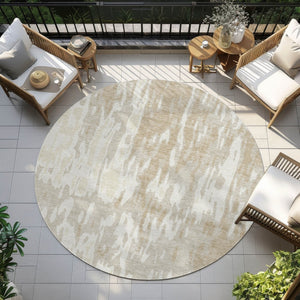 Homeroots 3' X 5' Elegant Abstract Washable Area Rug For Indoor And Outdoor Spaces - Durable & Stylish Design Beige Polyester 613322