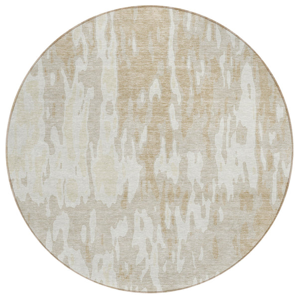 Homeroots 3' X 5' Elegant Abstract Washable Area Rug For Indoor And Outdoor Spaces - Durable & Stylish Design Beige Polyester 613322