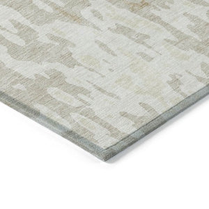 Homeroots 3' X 5' Elegant Abstract Washable Area Rug For Indoor And Outdoor Spaces - Durable & Stylish Design Beige Polyester 613322