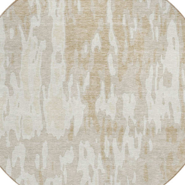 Homeroots 3' X 5' Elegant Abstract Washable Area Rug For Indoor And Outdoor Spaces - Durable & Stylish Design Beige Polyester 613322