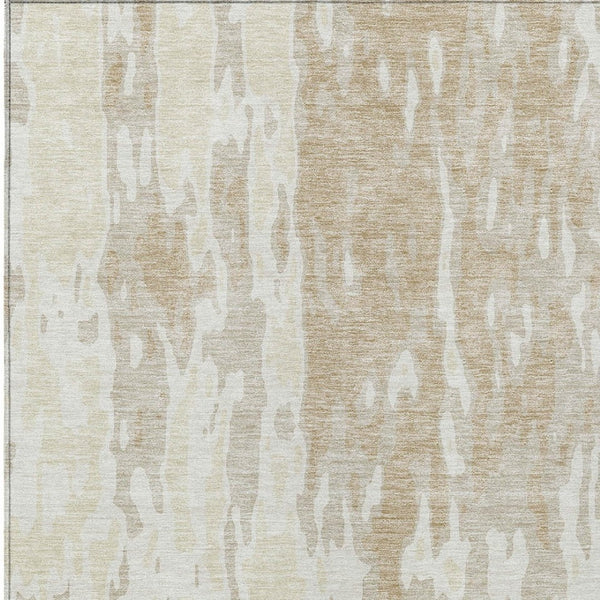 Homeroots 3' X 5' Elegant Abstract Washable Area Rug For Indoor And Outdoor Spaces - Durable & Stylish Design Beige Polyester 613323