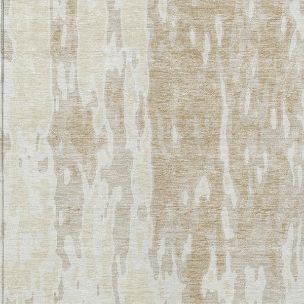 Homeroots 3' X 5' Elegant Abstract Washable Area Rug For Indoor And Outdoor Spaces - Durable & Stylish Design Beige Polyester 613324