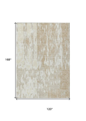Homeroots 3' X 5' Elegant Abstract Washable Area Rug For Indoor And Outdoor Spaces - Durable & Stylish Design Beige Polyester 613325